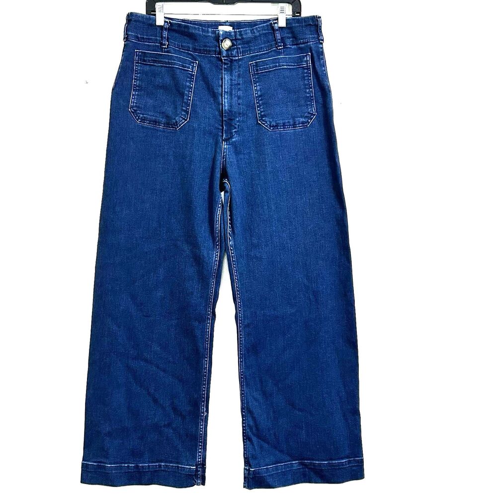 Maeve by Anthropologie The Colette Wide Leg Jeans Size 34 Blue High Rise Stretch
